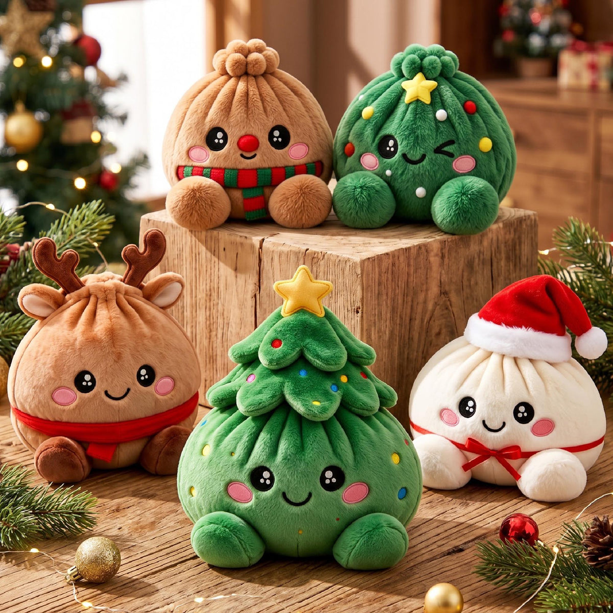 Personalized Christmas Plush Fabric Stress Relief Bun Squishy Pillow, Cute Dumpling Plush Gift For Kid 686906 WFD
