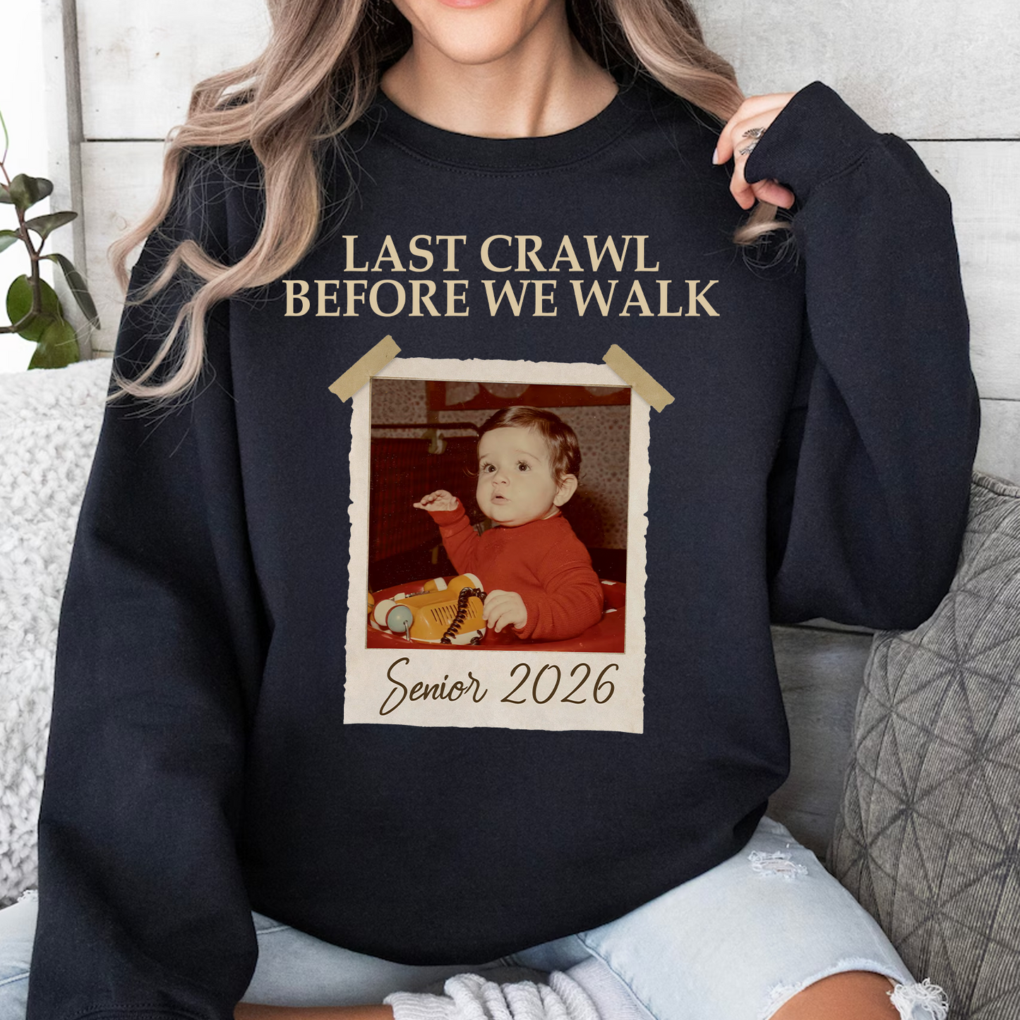 Custom Vintage Photo Last Crawl Before We Walk Shirt, Personalized Tee Graduation Gift 684840