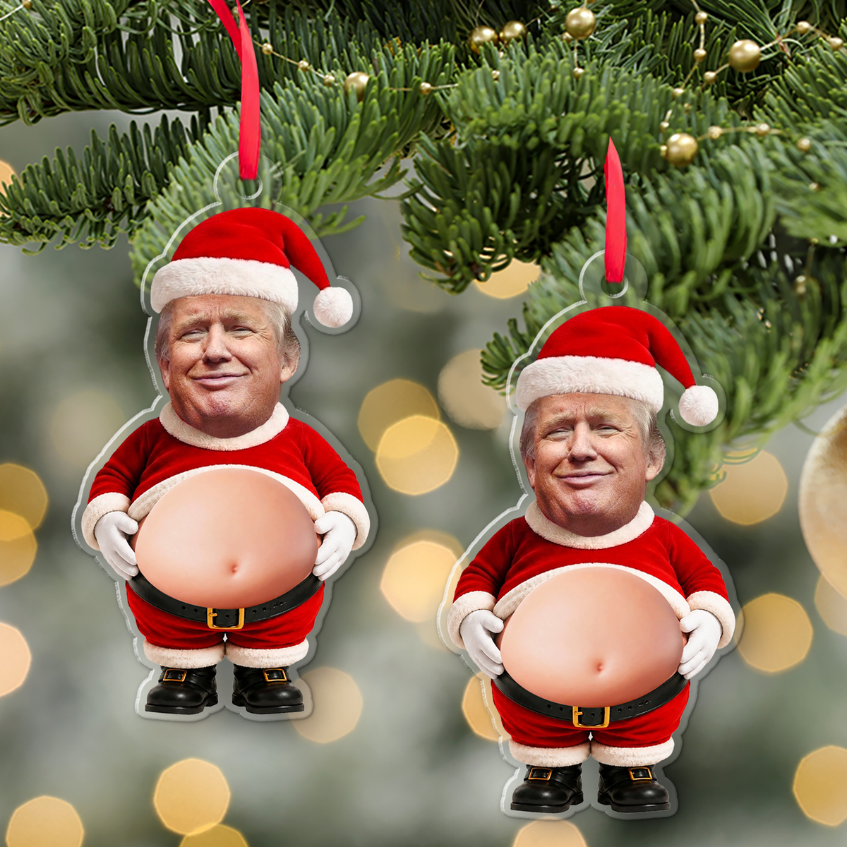 Personalized Trump Santa Squishy Acrylic Ornament, Funny Christmas Tree Decor 686015