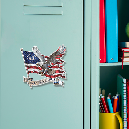 America 250 Years Anniversary Fridge Magnet | In God We Trust Patriotic Eagle Decor 684641