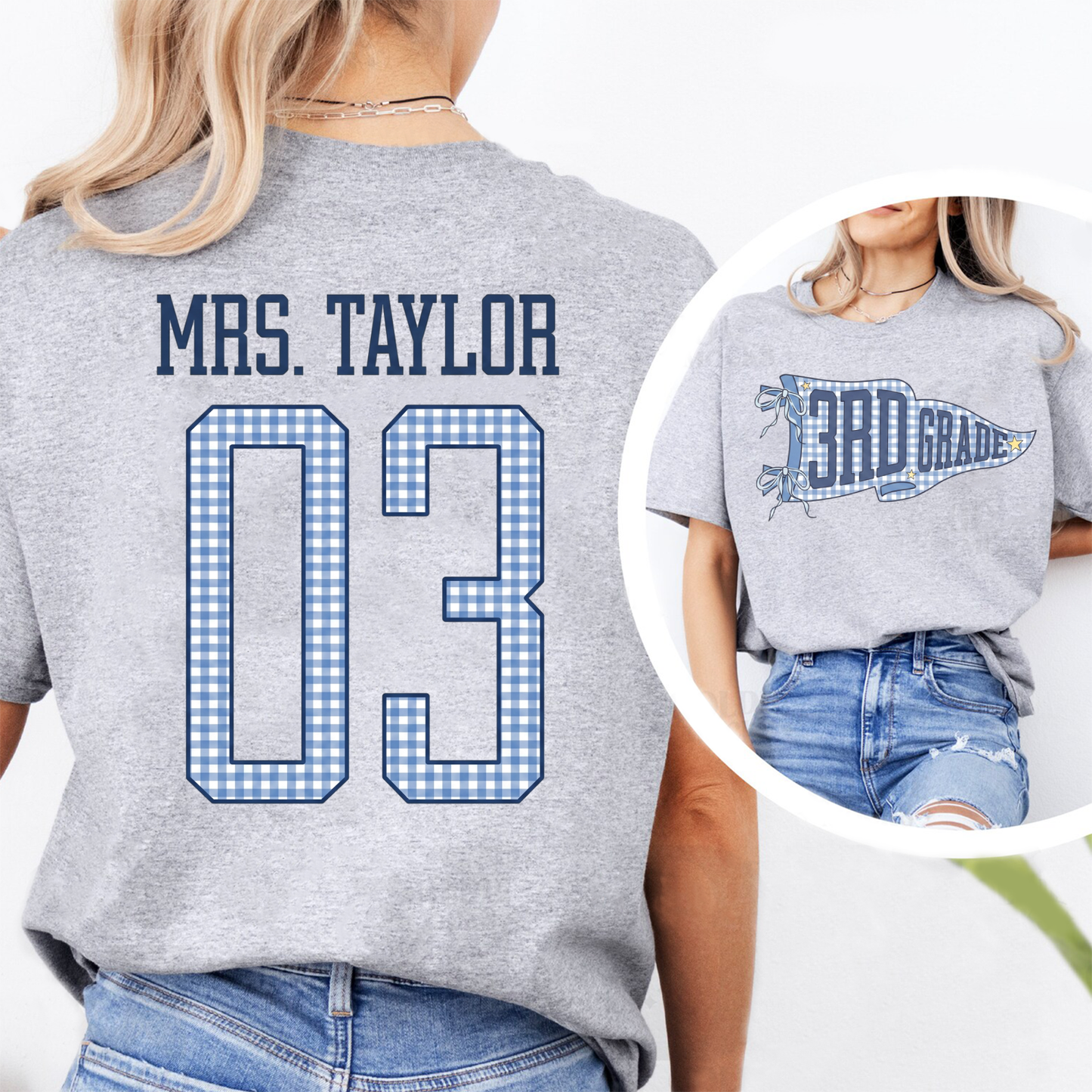 Custom Name Teacher Team Front & Back Shirt | Personalized Grade Level Team Tee | Back To School Gift 685484 WFD