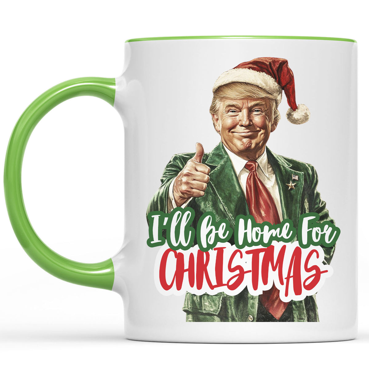 Trump I'll Be Home for Christmas Mug, Humorous Trump Christmas Mug, Christmas Republican White Mug Accent Mug C1559 - GOP
