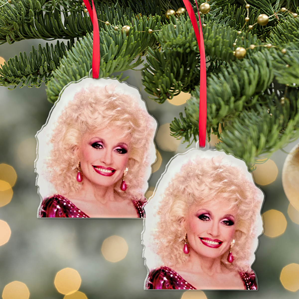 Holly Dolly Parton Memorial Acrylic Ornament, Jolly Dolly Christmas Tribute Ornament 686085