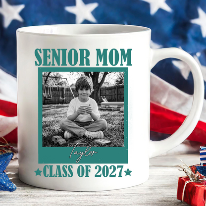 Personalized Senior Dad Mom Mug, Custom Photo Class Of 2027 Gift, Graduation White Mug Accent Mug 685374