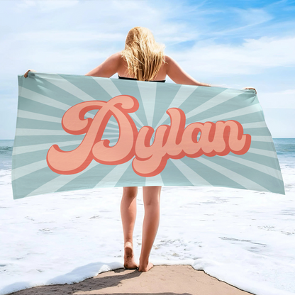 Personalized Retro Beach Towel, Custom Name Pool Towel, Bachelorette Party Favor, Summer Beach Gift 685578