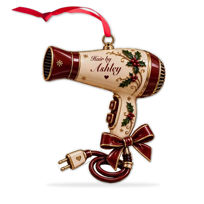 Personalized Hair Dryer Christmas Acrylic Ornament, Custom Name Hair Stylist Ornament, Funny Holiday Decor 686296