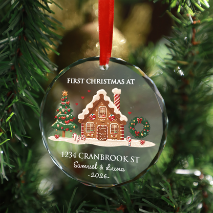 Personalized First Christmas At New Home Glass Ornament, Custom Christmas Housewarming Gift 685931