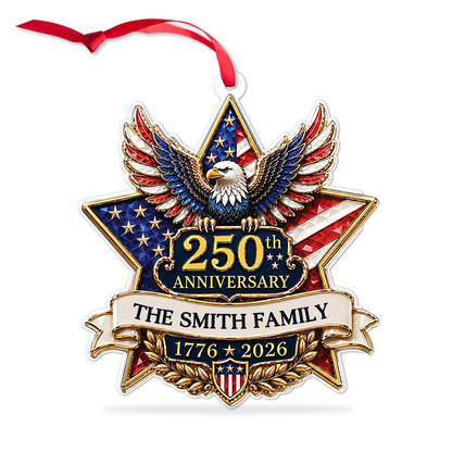 Personalized USA 250th Anniversary Acrylic Ornament, Custom Name Christmas Gift For Family 685945