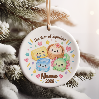 Personalized The Year Of Squishy Ceramic Ornament, Custom Name Dumpling Ornament, Christmas Keepsake Gift 686338