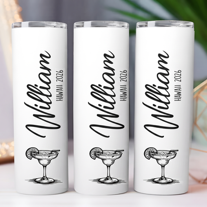 Personalized Summer Beach Trip Tumbler | Custom Name Pool & Cruise Skinny Tumbler 685517