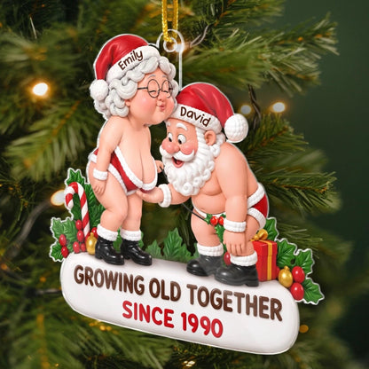 Personalized Growing Old Together Acrylic Ornament, Funny Santa Couple Christmas Gift 686750 WFD
