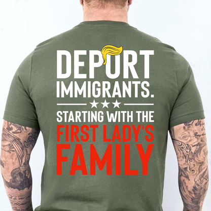 Funny Anti Trump "Deport Immigrants" Political Satire Backside Dark Shirt, Funny Quote Tee 685742