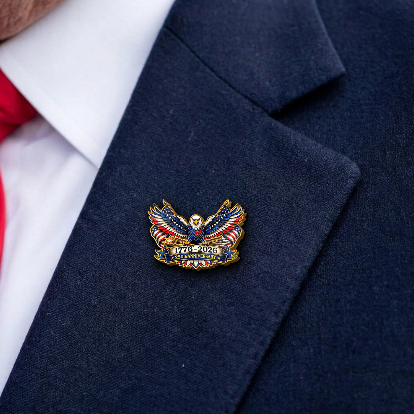 USA 250 Years Anniversary Lapel Pin Pack of 10 | Patriotic Independence Day Eagle Pin 684629