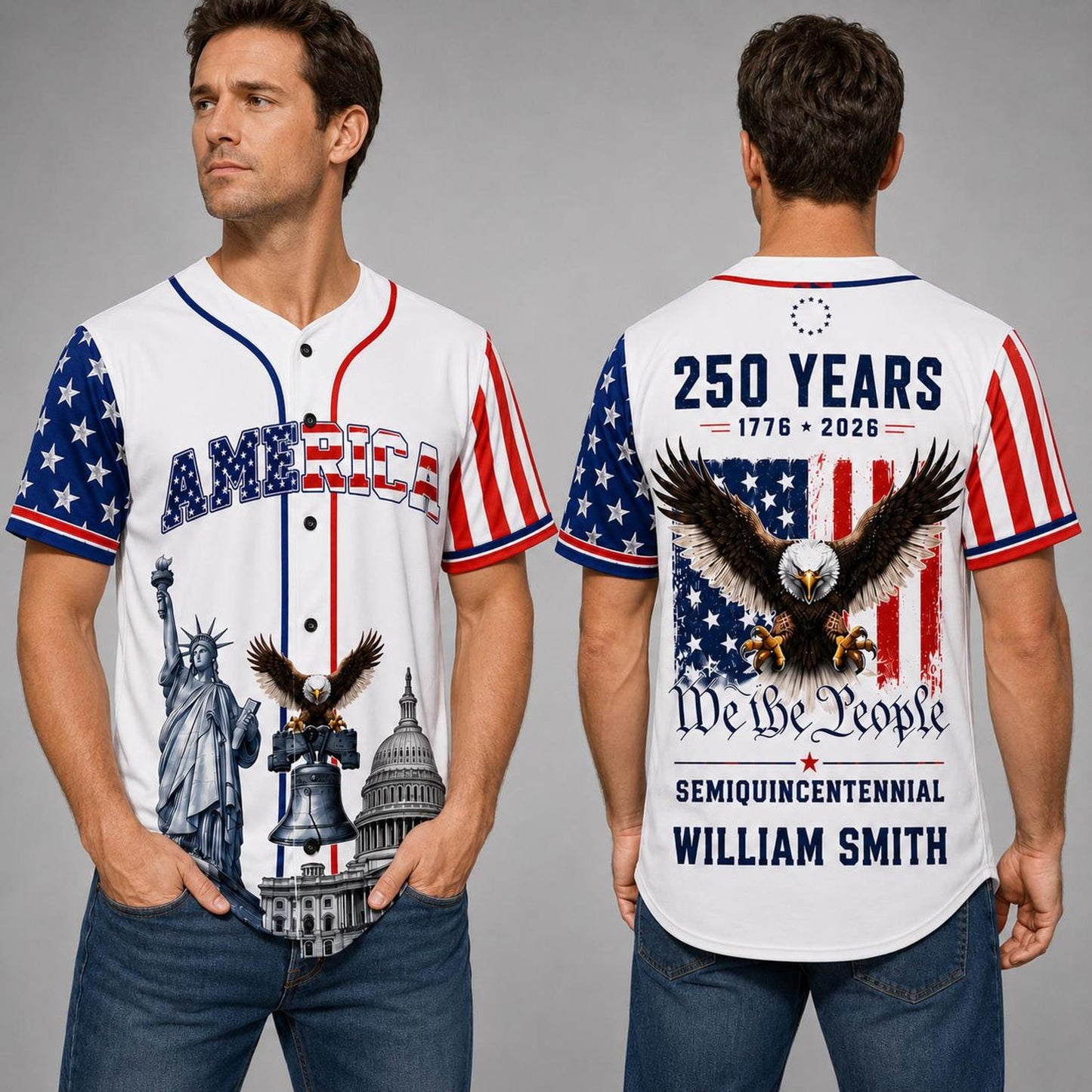 Personalized USA 250th Anniversary Baseball Jersey, 1776-2026 We The People Jersey, Patriotic 4th Of July Shirt 685247