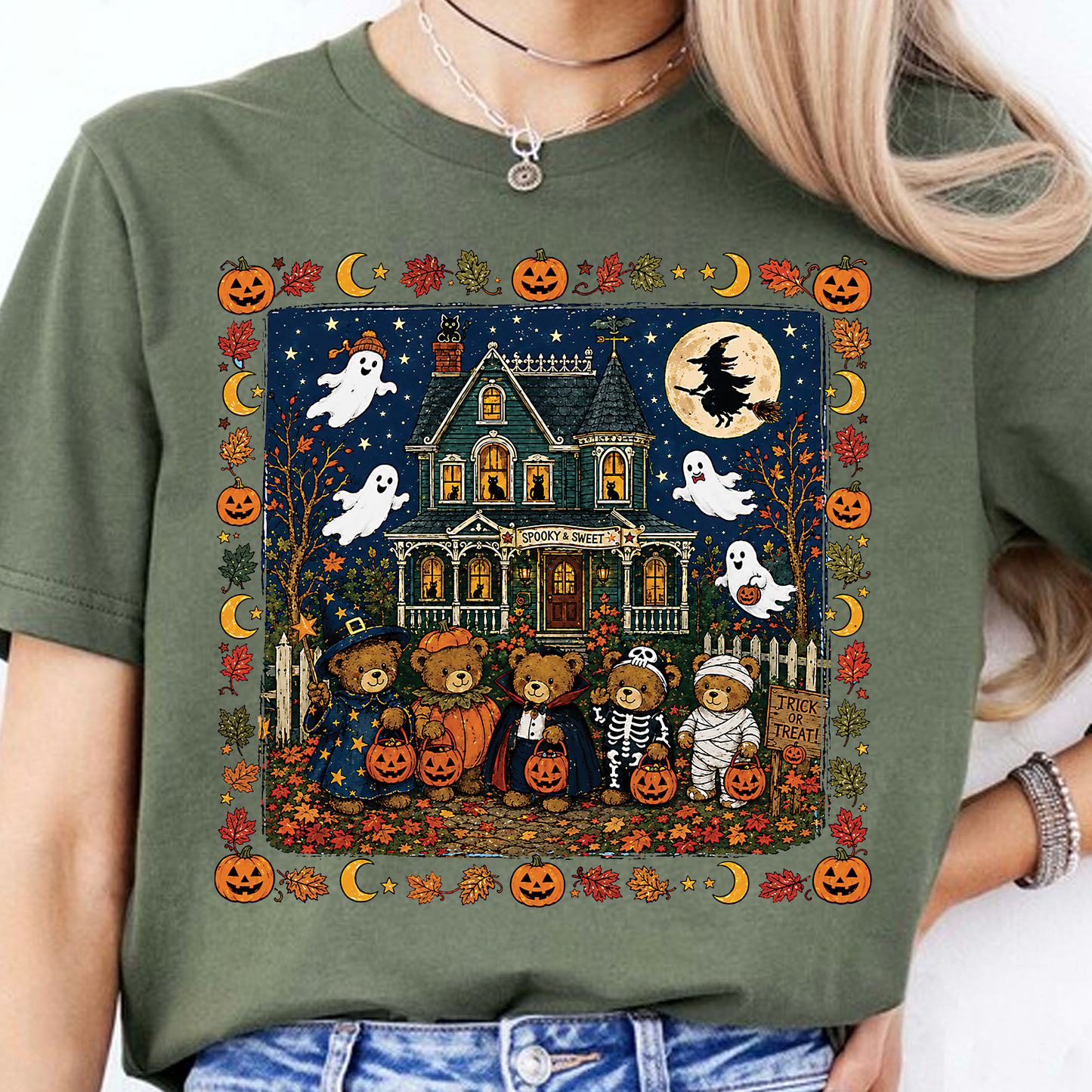 Vintage 90s Nostalgic Bears Halloween Graphic Dark Shirt, Retro Spooky Season Tee 685613