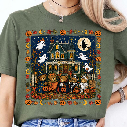 Vintage 90s Nostalgic Bears Halloween Graphic Dark Shirt, Retro Spooky Season Tee 685613
