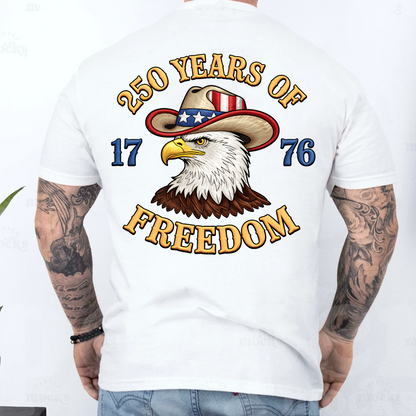 Faux Embroidery Patriotic Eagle Backside Bright Shirt | USA 250 Years Of Freedom Shirt, Patriotic Tee 684492