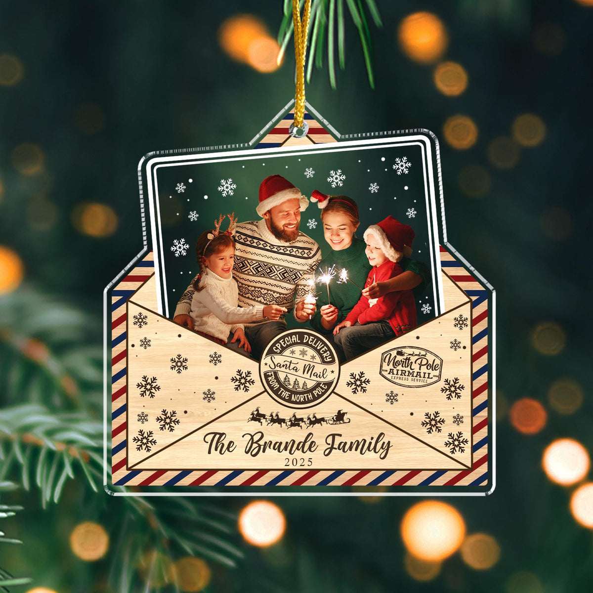 Custom Family Photo Acrylic Ornament, Personalized Christmas Envelope Ornament, Holiday Keepsake Gift 686439 WFD