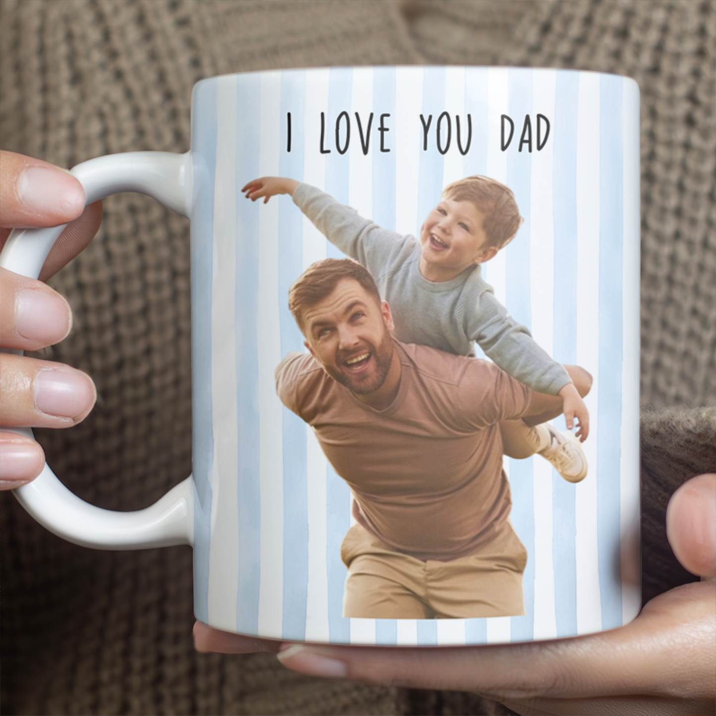 Custom Photo I Love You Dad Mug, Personalized Father's Day White Mug Accent Mug 685019