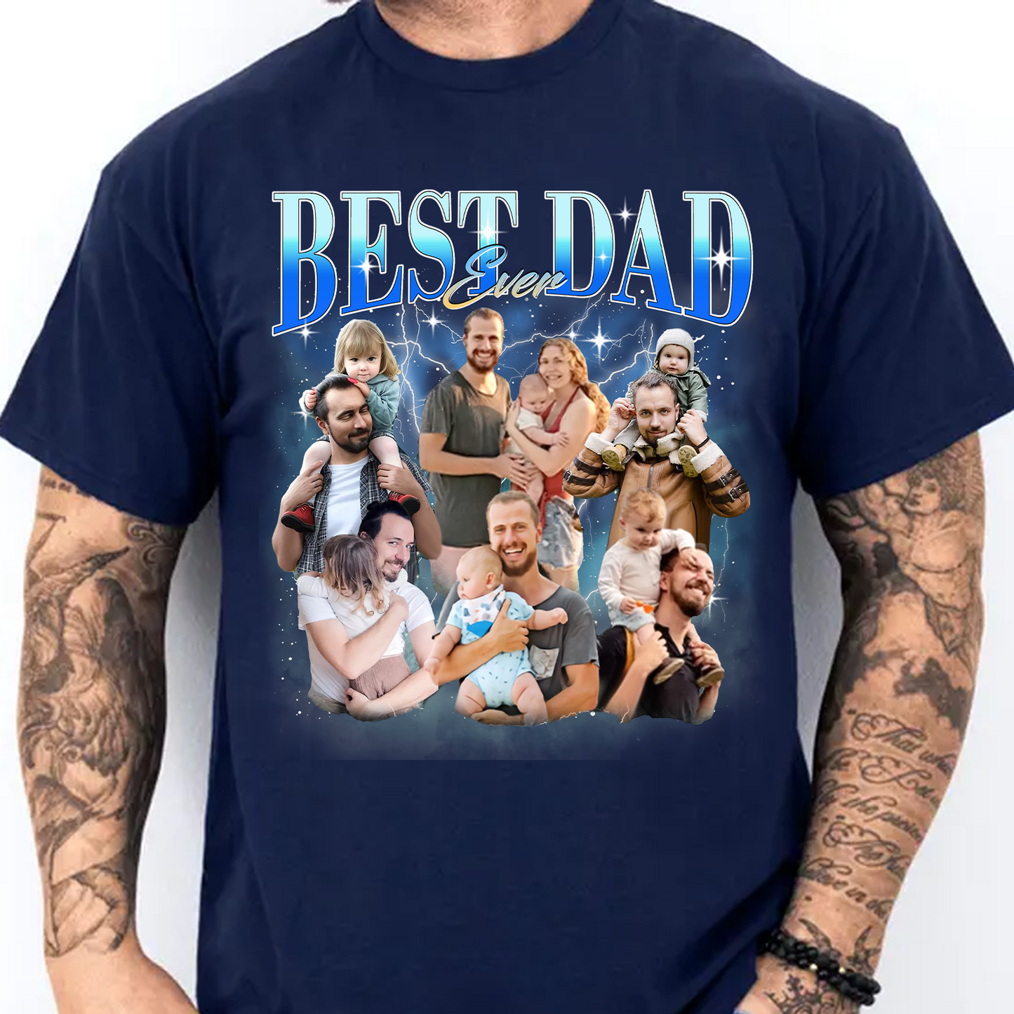Custom Photo Best Dad Ever Dark Shirt, Personalized Tee Gift For Dad, Father’s Day Gift 685040