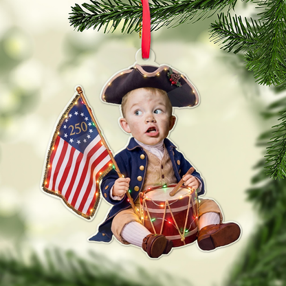 Custom Cute Baby Photo USA 250th Anniversary Acrylic Ornament, Newborn Christmas Keepsake Gift 685964