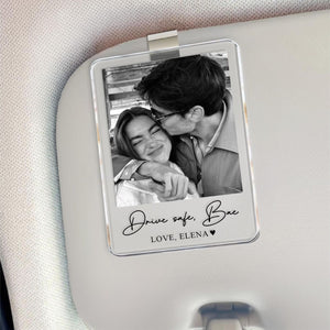 Personalized Couple Photo Car Visor Clip | Custom Valentines Gift for Him | Drive Safe Visor Clip 684183