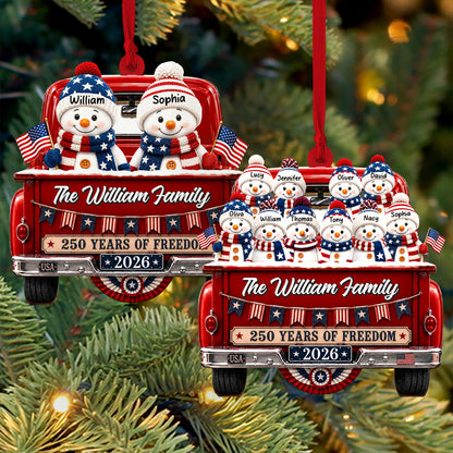 Personalized Snowman 250 Years Of Freedom Wooden Ornament, Custom Name Christmas Ornament 685951
