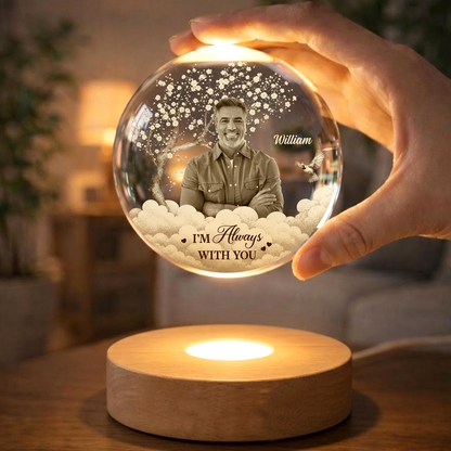 Custom Photo Memorial Crystal Ball Night Light, Family Remembrance Gift, Dad Memorial Gift 685551