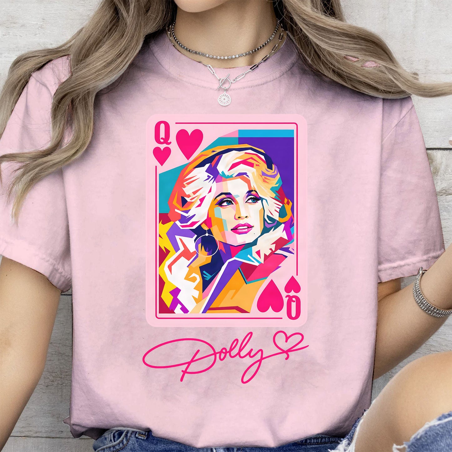 Queen Of Hearts Dolly Parton Memorial Bright Shirt, Pop Art Graphic Tee, Retro Country Legend Apparel 686163