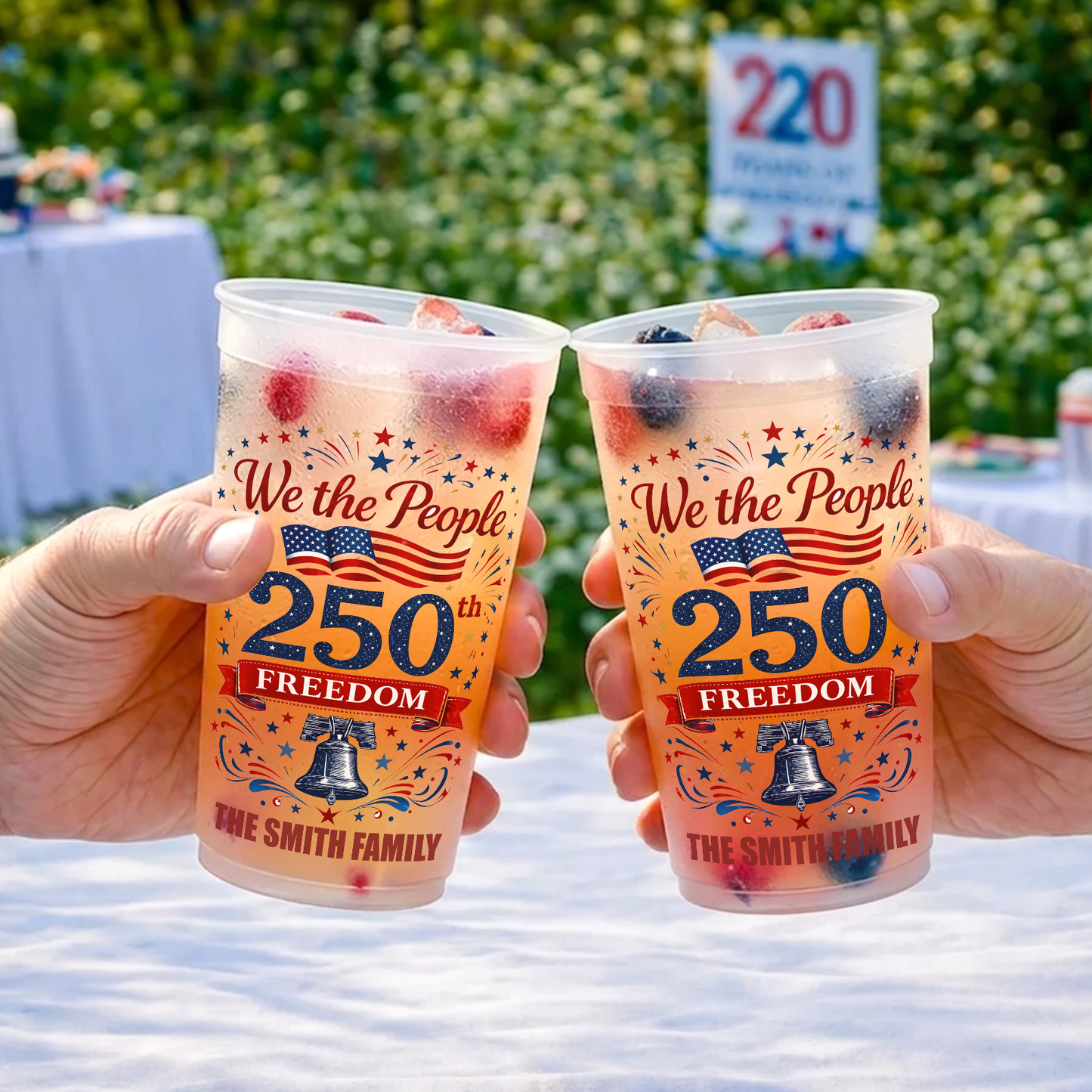 Personalized USA 250 Years Of Freedom Frosted Cups, 1776–2026 Party Cups, Custom Family Name Cups 684894