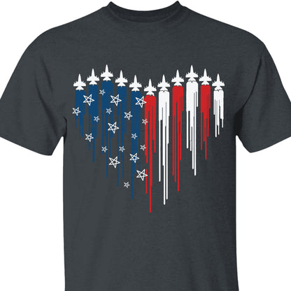 Fighter Jet Airplane American Flag Unisex Shirt | Red White Blue Shirt | Independence Day Shirt | 4th of July Shirt Dark C1059