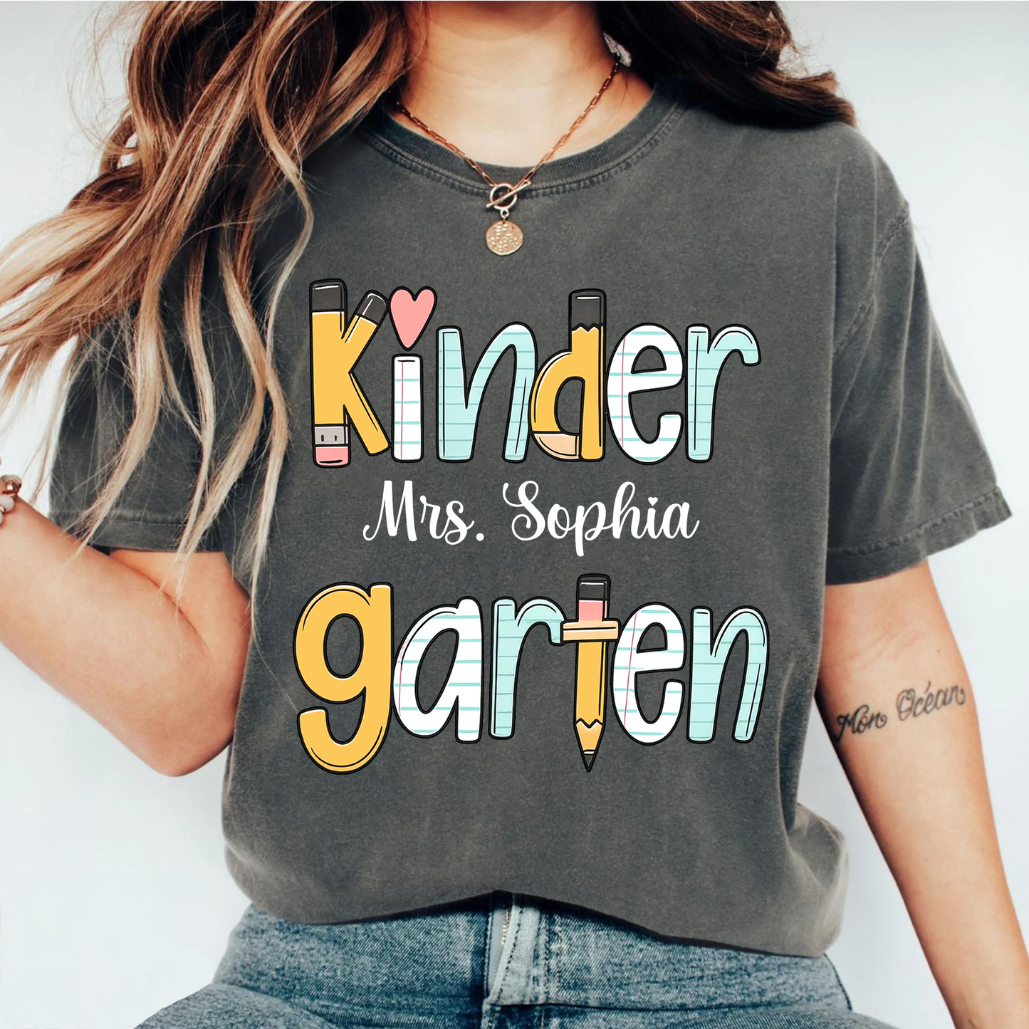 Custom Teacher Name Comfort Colors Shirt, Personalized Kindergarten Tee, Back To School Gift 685490