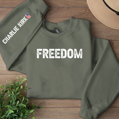Charlie Kirk Patriot Freedom Sweatshirt | Charlie Kirk Sleeve Right Print Sweater 682958