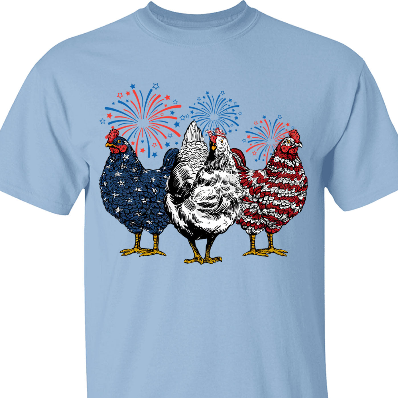 Patriotic USA Chicken Unisex Shirt | Independence Day Shirt | Retro American 4th Of July Shirt Bright C1068