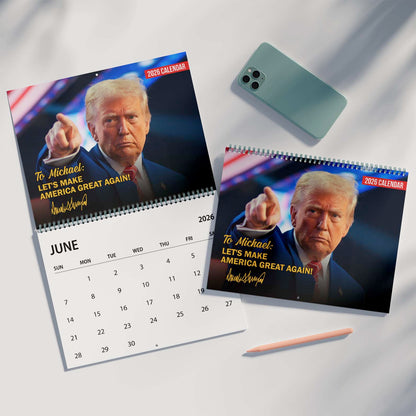 President Donald Trump Autographed Calendar 2026 | Personalized Custom Name and Text Wall Calendar 683365 - GOP