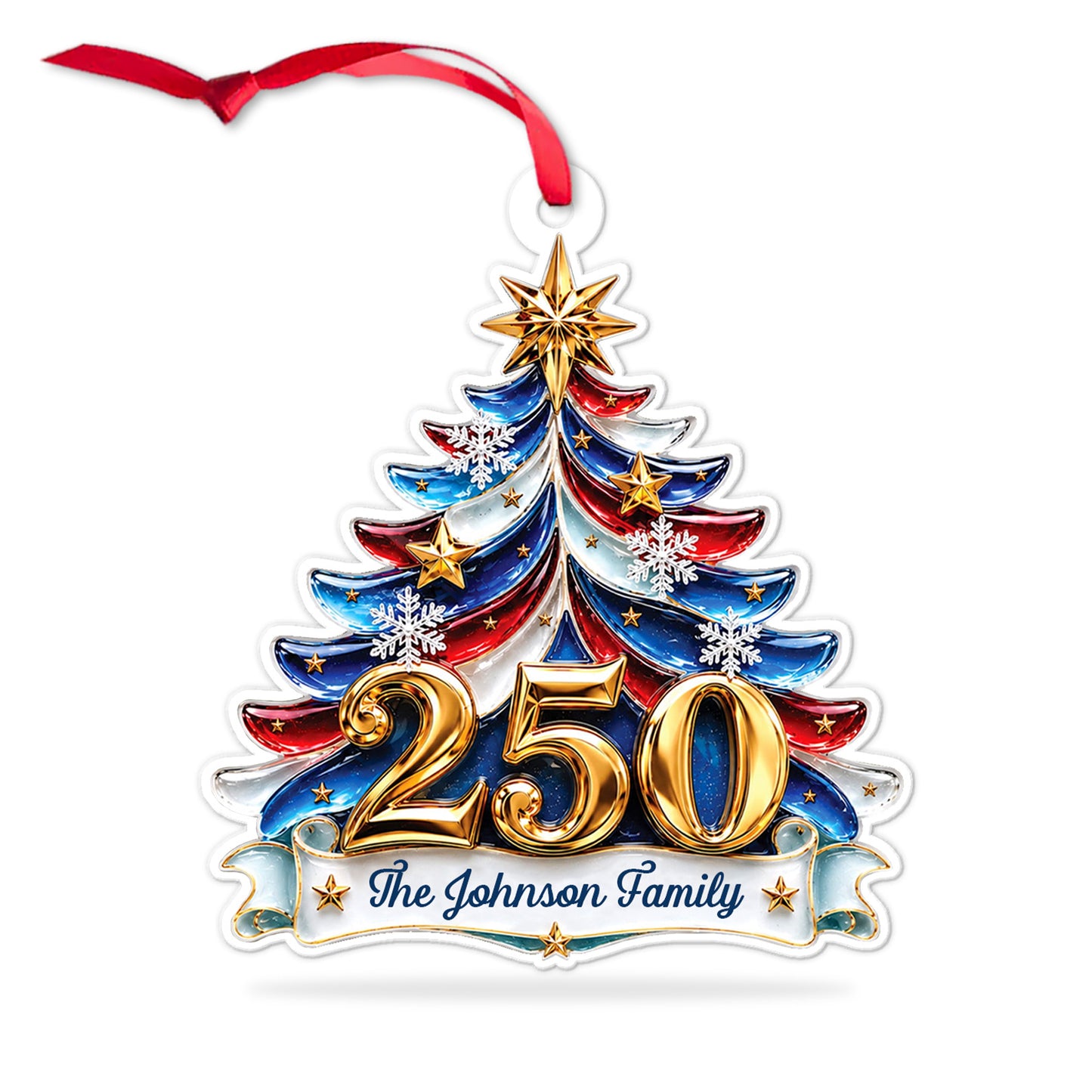 Personalized USA 250th Anniversary Acrylic Ornament, 1776-2026 Patriotic Christmas Tree Decor 685923