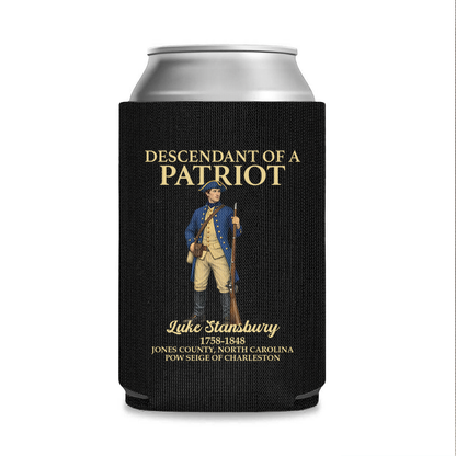 250 Years Of America Can Cooler | Personalized Descendant Of A Patriot Can Sleeve For Drinks 684550