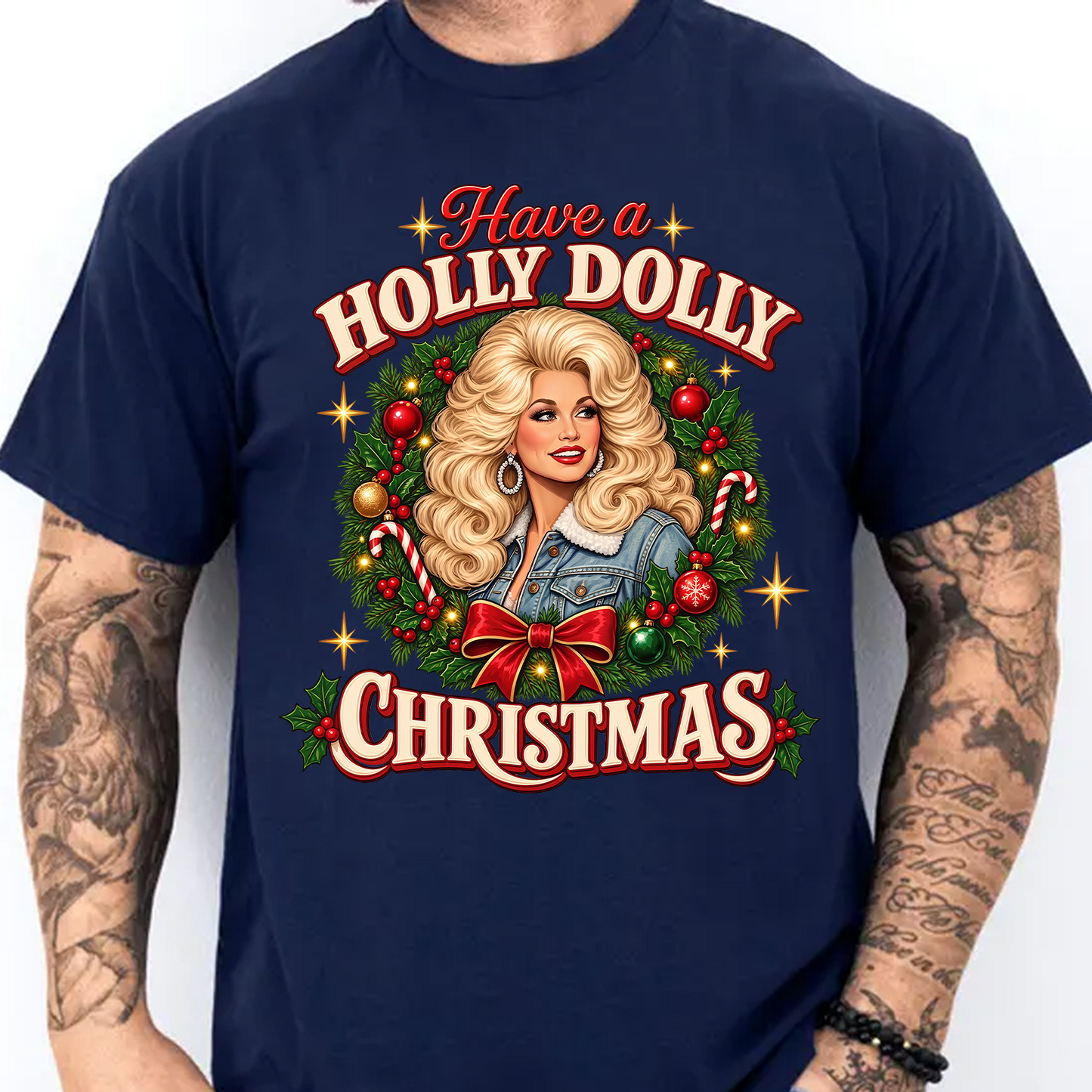 Have A Holly Dolly Christmas Dark Shirt, Retro Country Music Graphic Tee, Dolly Parton Fan Gift 686120