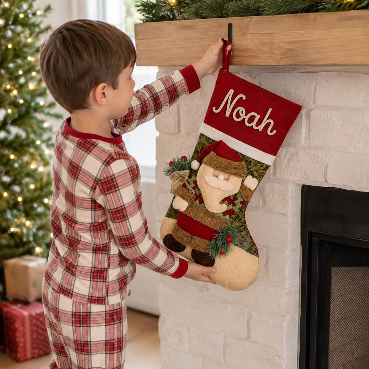 Personalized 3D Santa Snowman & Reindeer Christmas Stocking, Custom Name Holiday Gift For Family 686722 WFD