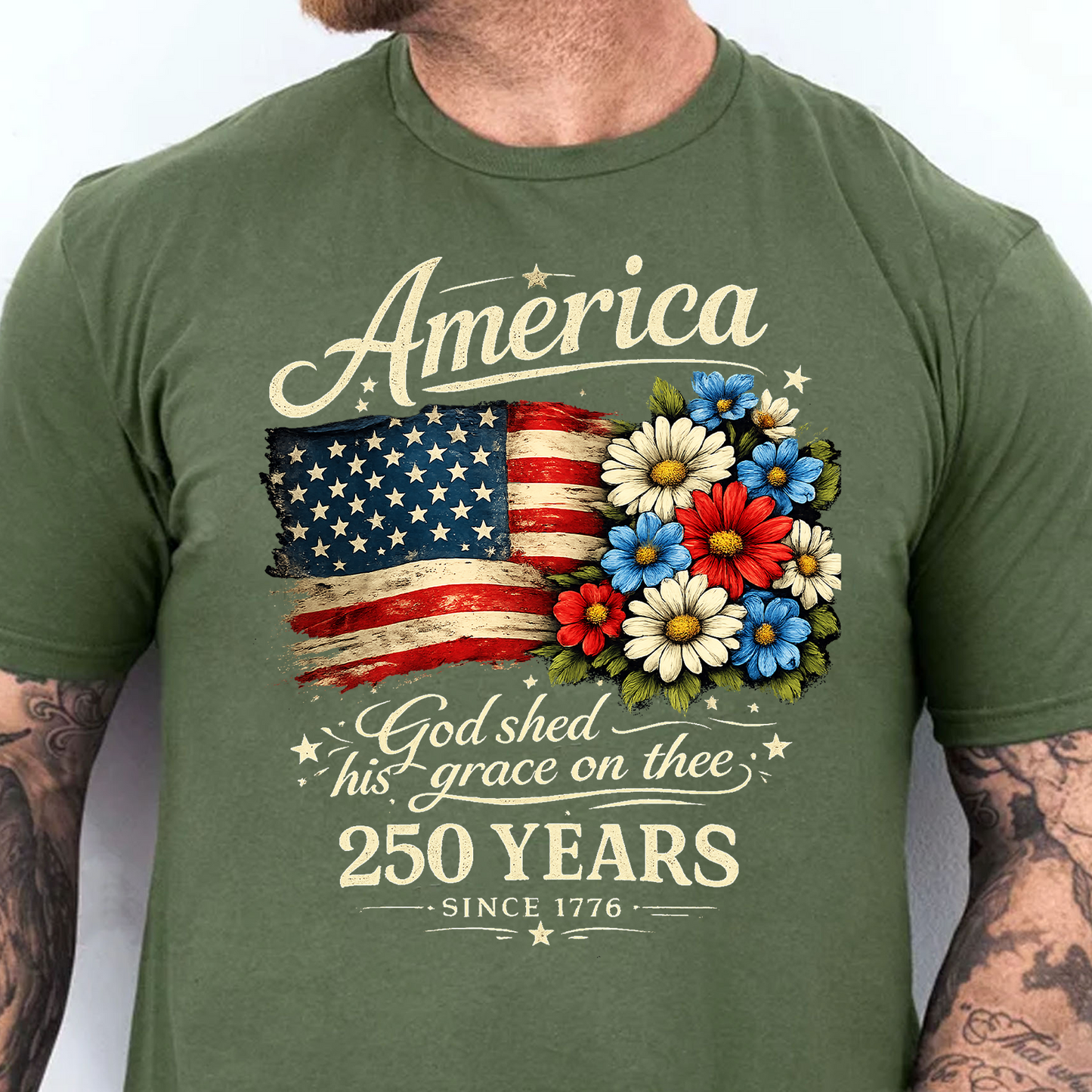 America 250th Anniversary Floral Dark Shirt, Independence Day Tee, Patriotic 4th Of July Gift 685181
