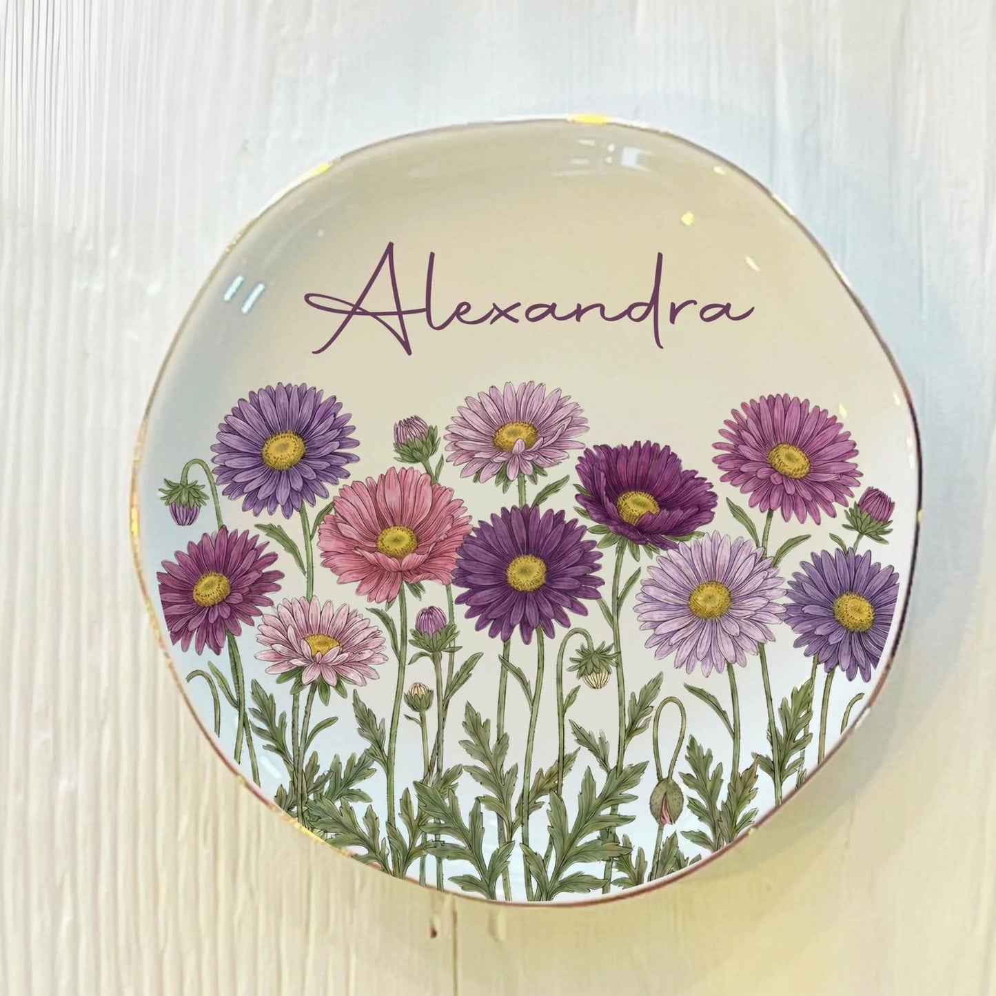 Birth Month Flower Ring Trinket Dish | Personalized Jewelry Dish | Custom Birthday Jewelry Dish | Gift For Her 684798