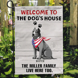 Welcome to The Dogs House Valiant Personalized Custom Dog Garden Flag