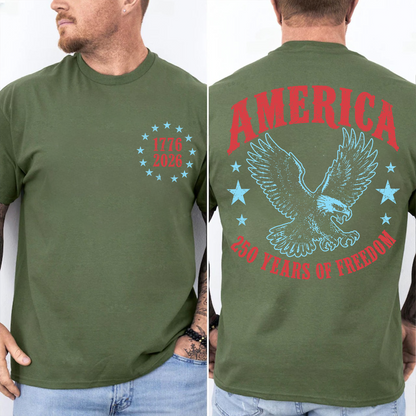 America 250th Anniversary Pocket & Back Dark Shirt, 250 Years Of Freedom Patriotic Tee, 4th Of July Gift 685397