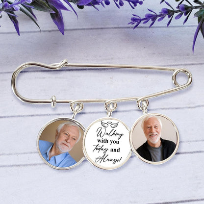Walking With You Today & Always | Personalized Memorial Graduation Pin | Memorial Pin | Custom Photo Charm 684863