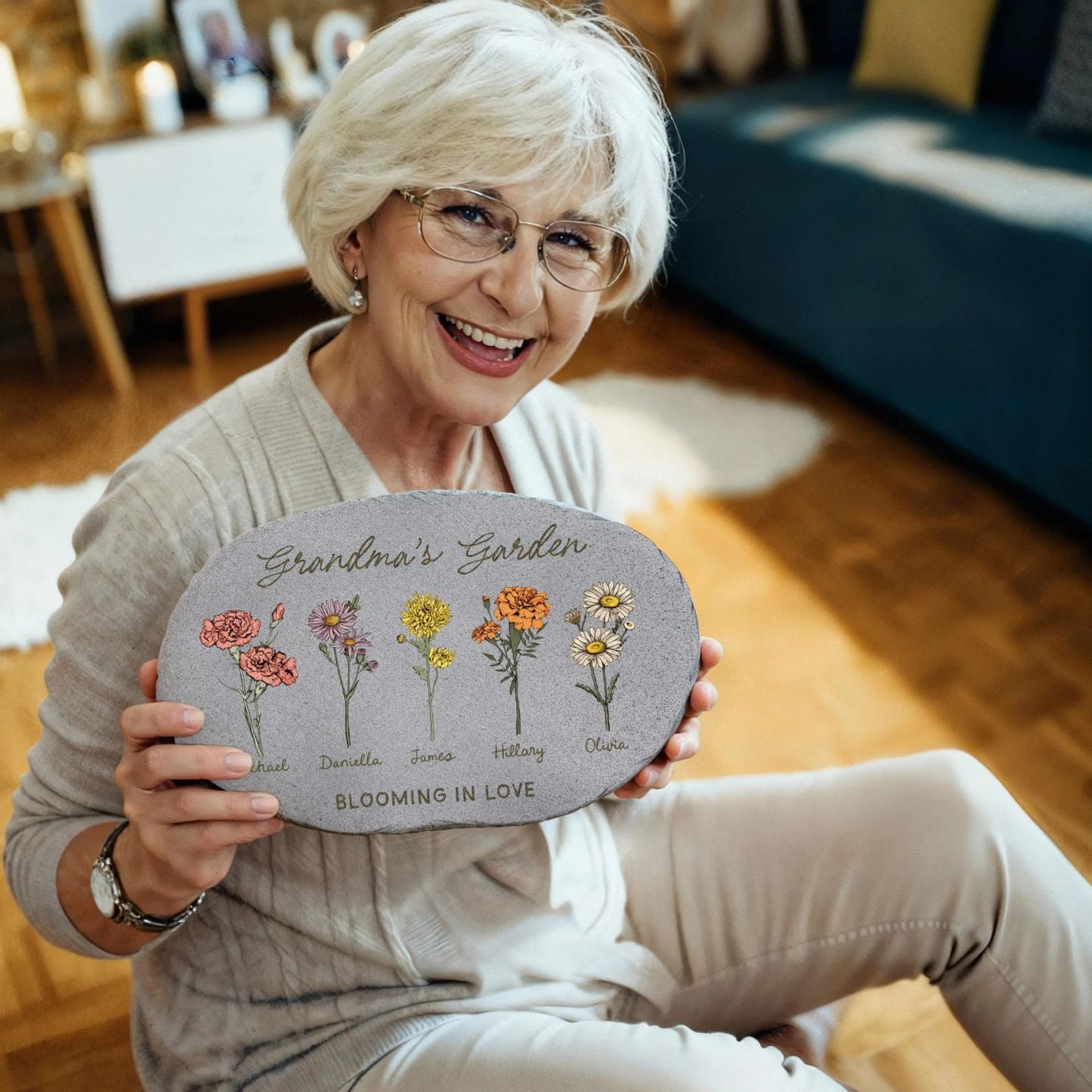 Grandma Garden Stone, Personalized Garden Stone, Custom Birth Flower, Mother's Day Gifts 684784