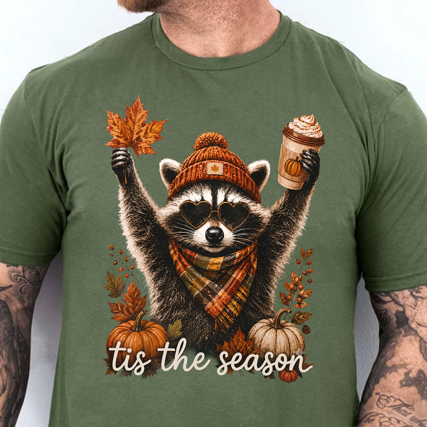 Retro Autumn Tis The Season Dark Shirt, Funny Raccoon Tee, Cute Autumn Shirt 685847