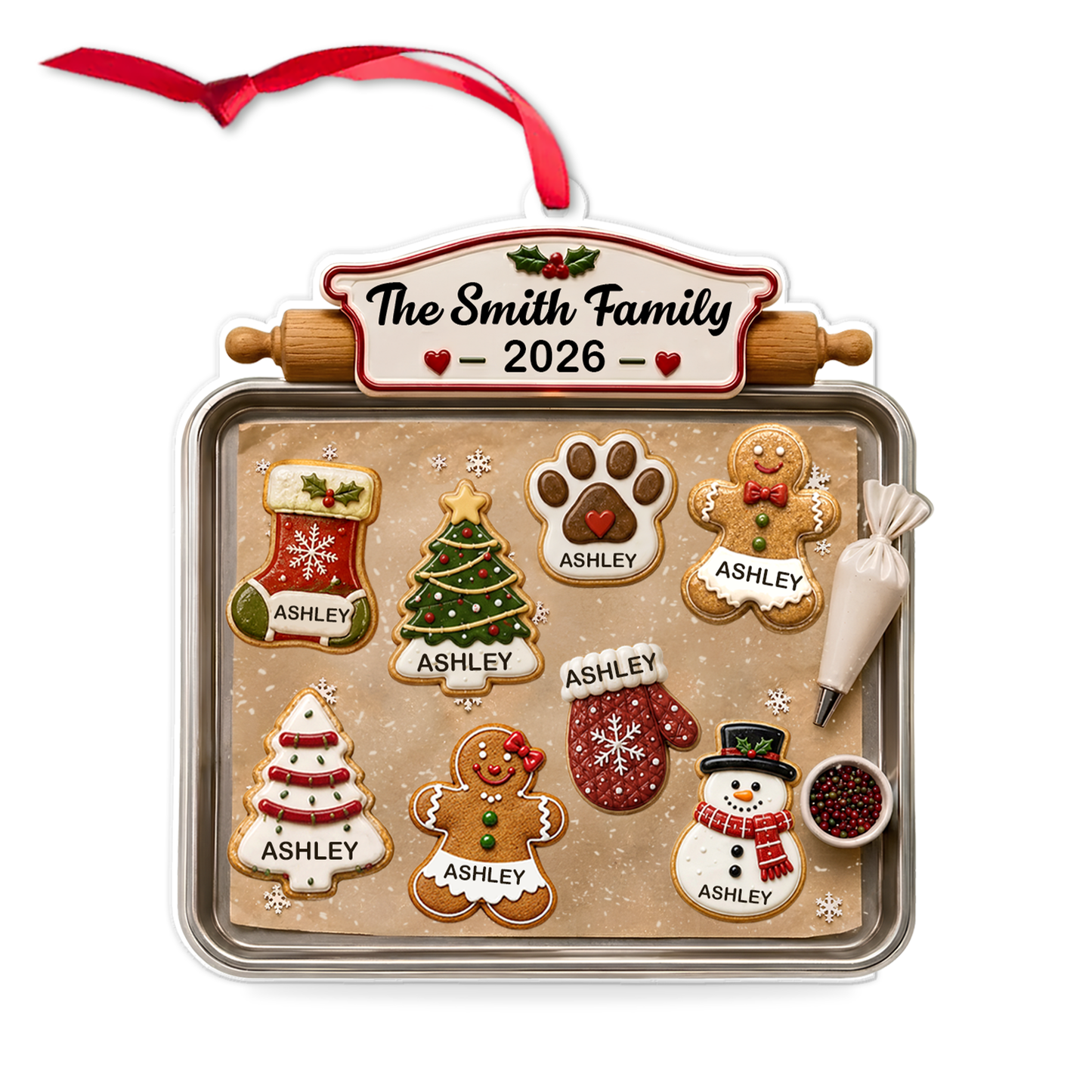 Personalized Family Gingerbread Acrylic Ornament, Custom Name Cookie Christmas Ornament, Gift For Family 686166 WFD