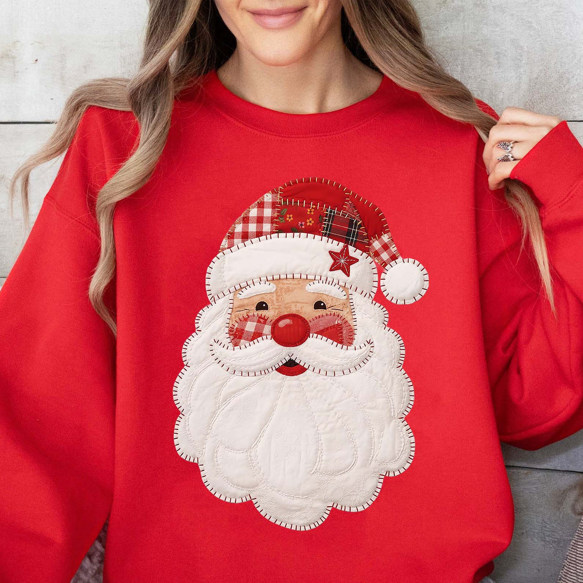 Christmas Santa Patchwork Sweatshirt | Christmas Shirt 683324