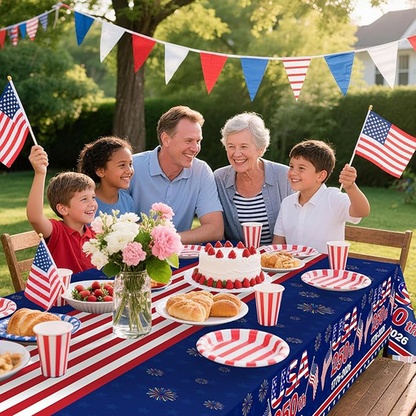 USA 250th Anniversary Tablecloth | Patriotic 1776–2026 Semiquincentennial Decor | Independence Day Table Decoration 685015
