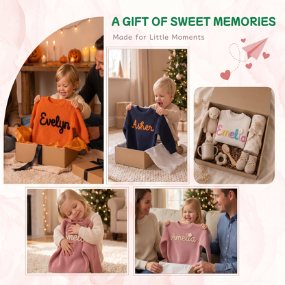 Custom Embroidered Baby Name Sweater, Personalized Knit Crochet Sweater, Gift For Family 686656 WFD